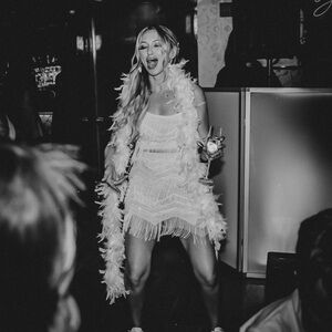 White fringe two-piece flapper, skirt and top set Xs Lulus